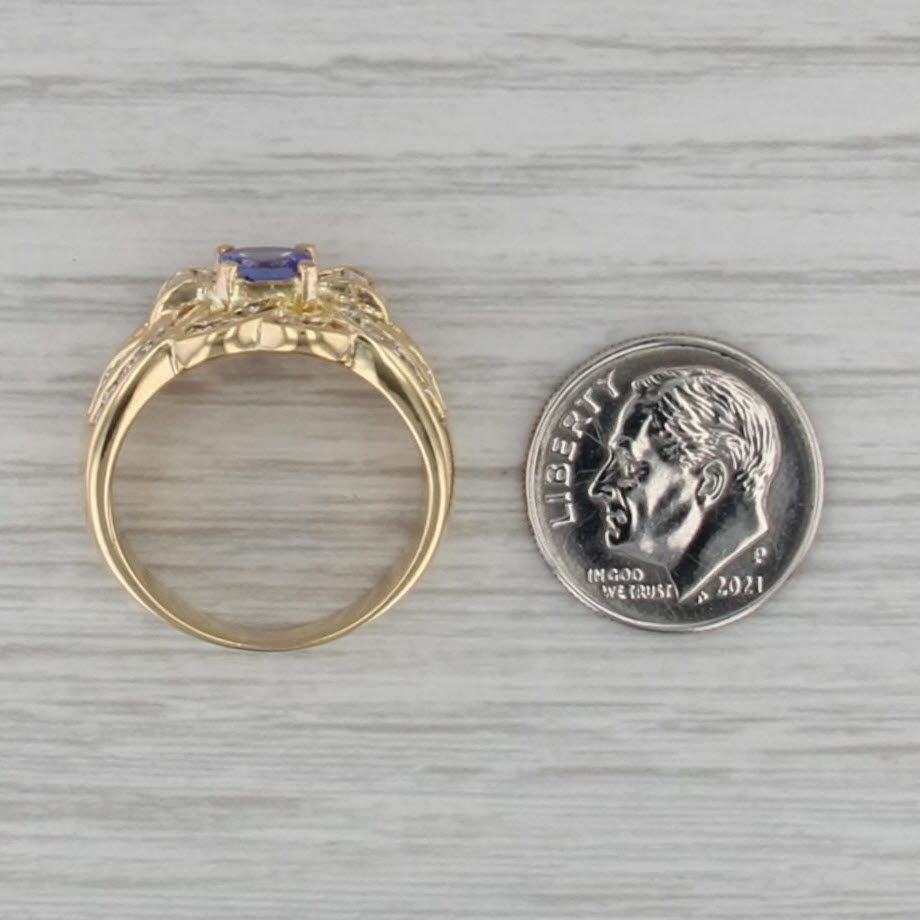 1.80ctw Tanzanite Diamond Knot Ring 18k Yellow Gold Size 8