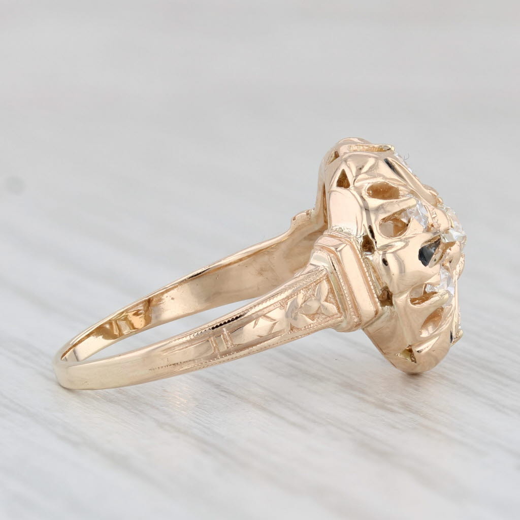 Light Gray Antique 0.35ctw Old European Cut Diamond Ring 14k Yellow Gold Engagement