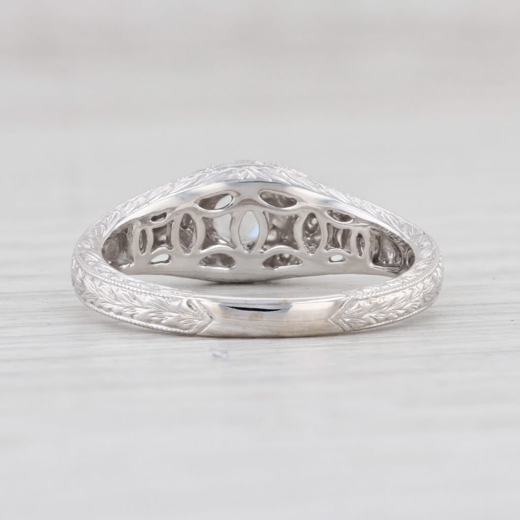 New Floral Diamond Engagement Ring 14k White Gold Size 6.5 Rose Cut Solitaire