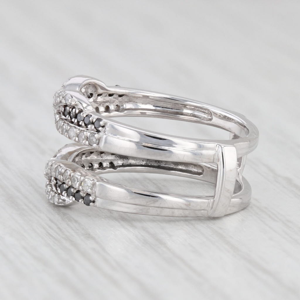 Light Gray 0.23ctw Black White Diamond Ring Jacket 14k White Gold Size 5 Enhancer Bridal