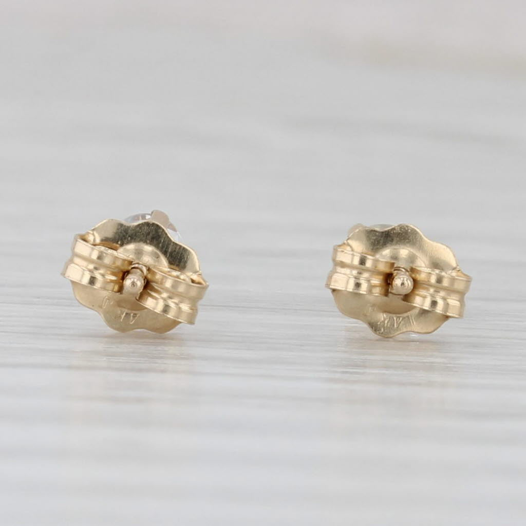 Light Gray 0.24ctw White Sapphire Stud Earrings 14k Yellow Gold Round Brilliant Solitaires