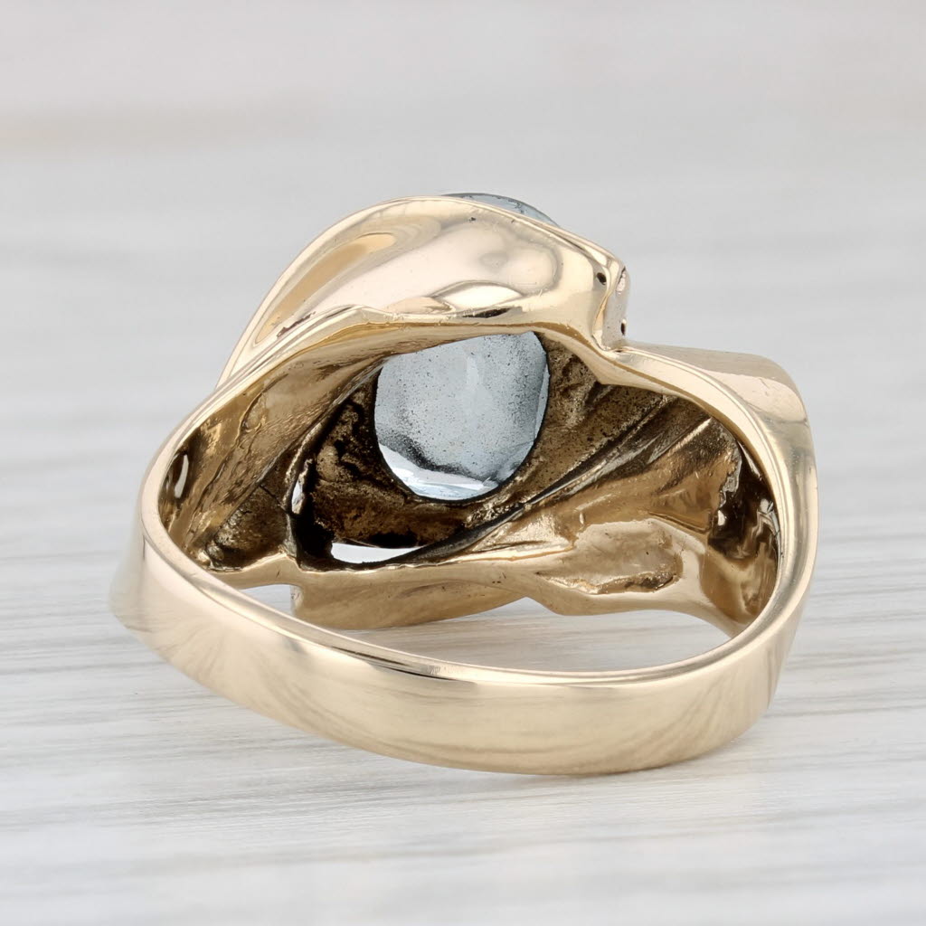 Light Gray 2.50ct Oval Aquamarine Solitaire Ring 10k Yellow Gold Size 7 Bypass