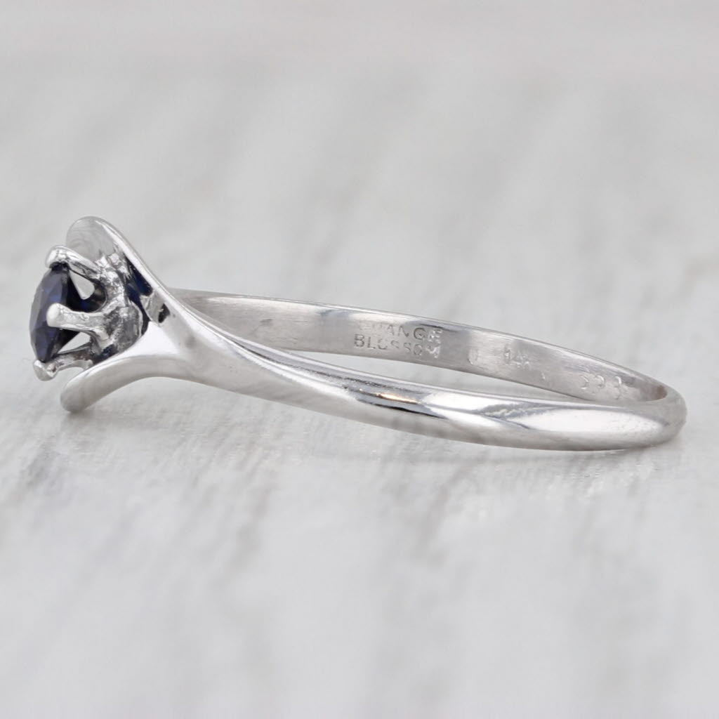 Vintage Traub Orange Blossom 0.20ct Lab Created Sapphire Ring 14k White Gold
