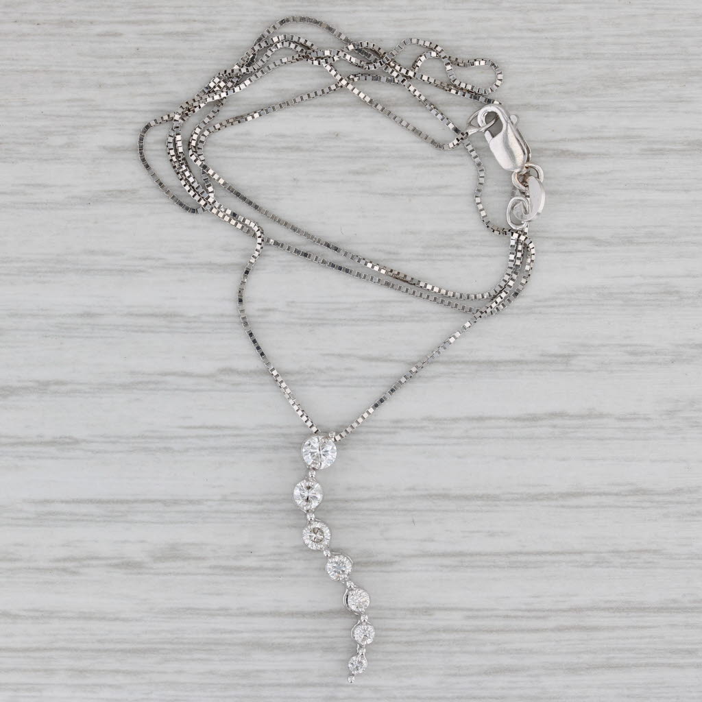 Gray 0.45ctw Diamond Journey Pendant Necklace 14k White Gold 17" Box Chain