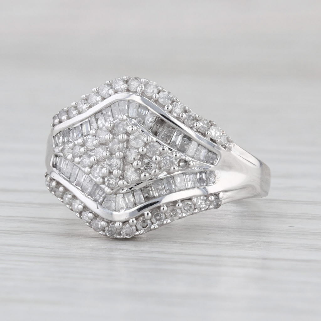0.75ctw Diamond Custer Ring 10k White Gold Size 7