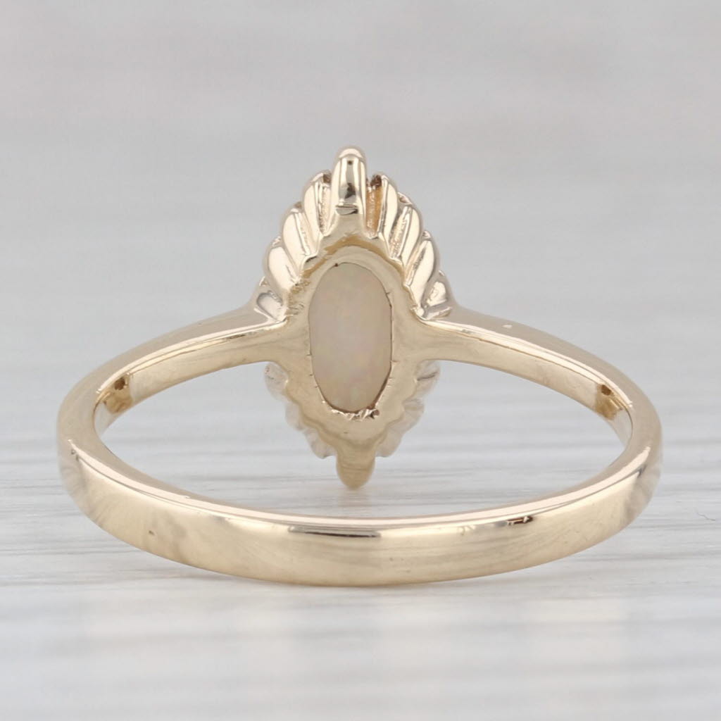 Marquise Cabochon Opal Solitaire Ring 10k Yellow Gold Size 5.75