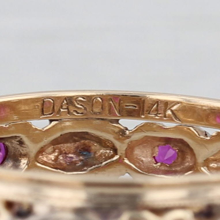Retro 0.24ctw Lab Created Ruby Eternity Band 14k Gold Palladium Ring Size 7.25