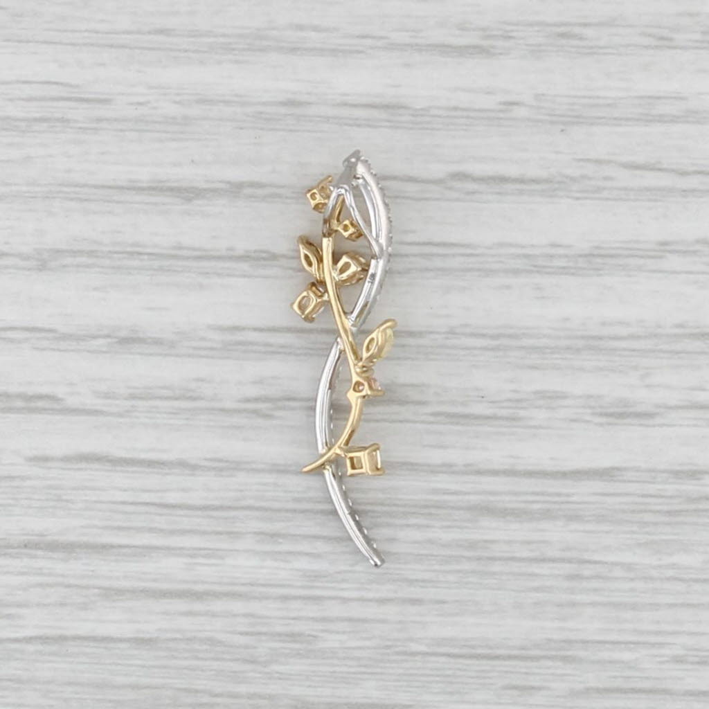 0.56ctw White Yellow Diamond Flower Journey Pendant 18k Yellow White Gold