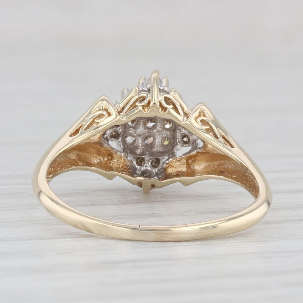 Light Gray 0.20ctw Diamond Cluster Ring 10k Yellow Gold Size 8.5 Engagement