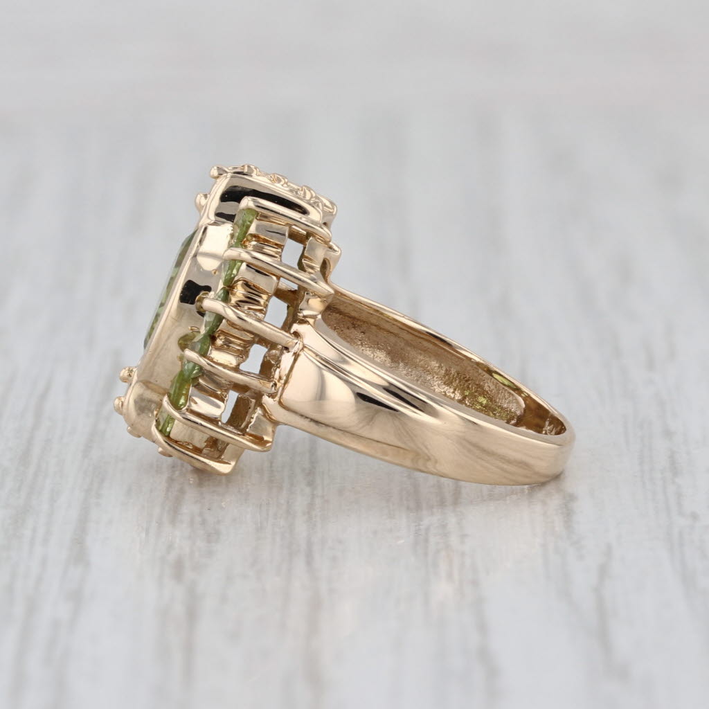 3.20ctw Peridot Halo Ring 14k Yellow Gold Size 5 Cocktail