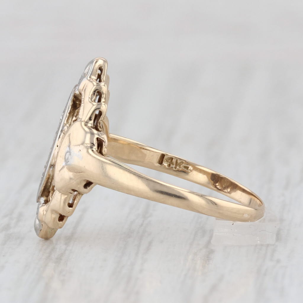 Vintage Diamond Ring 14k Yellow White Gold Size 6 Filigree