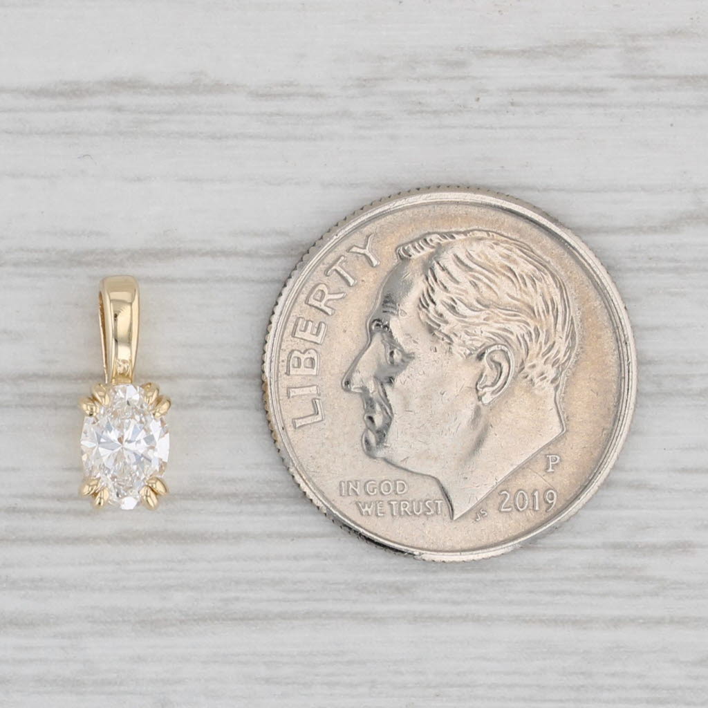 Light Gray New 0.43ct Oval Diamond Solitaire Pendant 14k Yellow Gold Small Drop