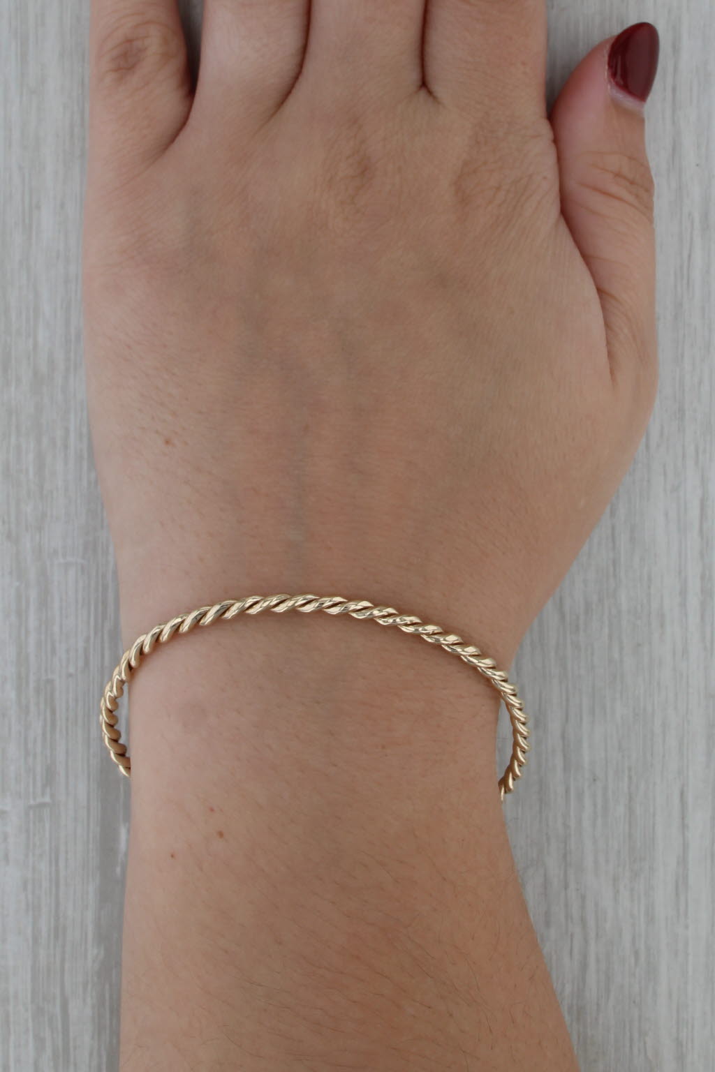 Woven Bangle Bracelet 14k Yellow Gold 7.75" 3.2mm
