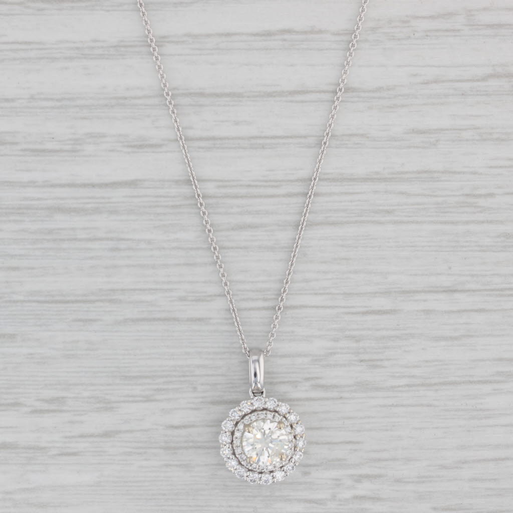 14K White Gold Diamond Pendant store Necklace 18