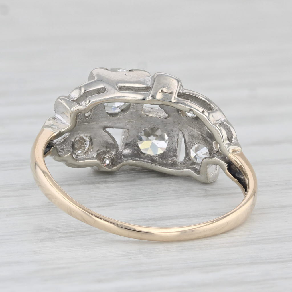 Light Gray Vintage 0.81ctw Diamond Ring 14k White Yellow Gold Size 6.5