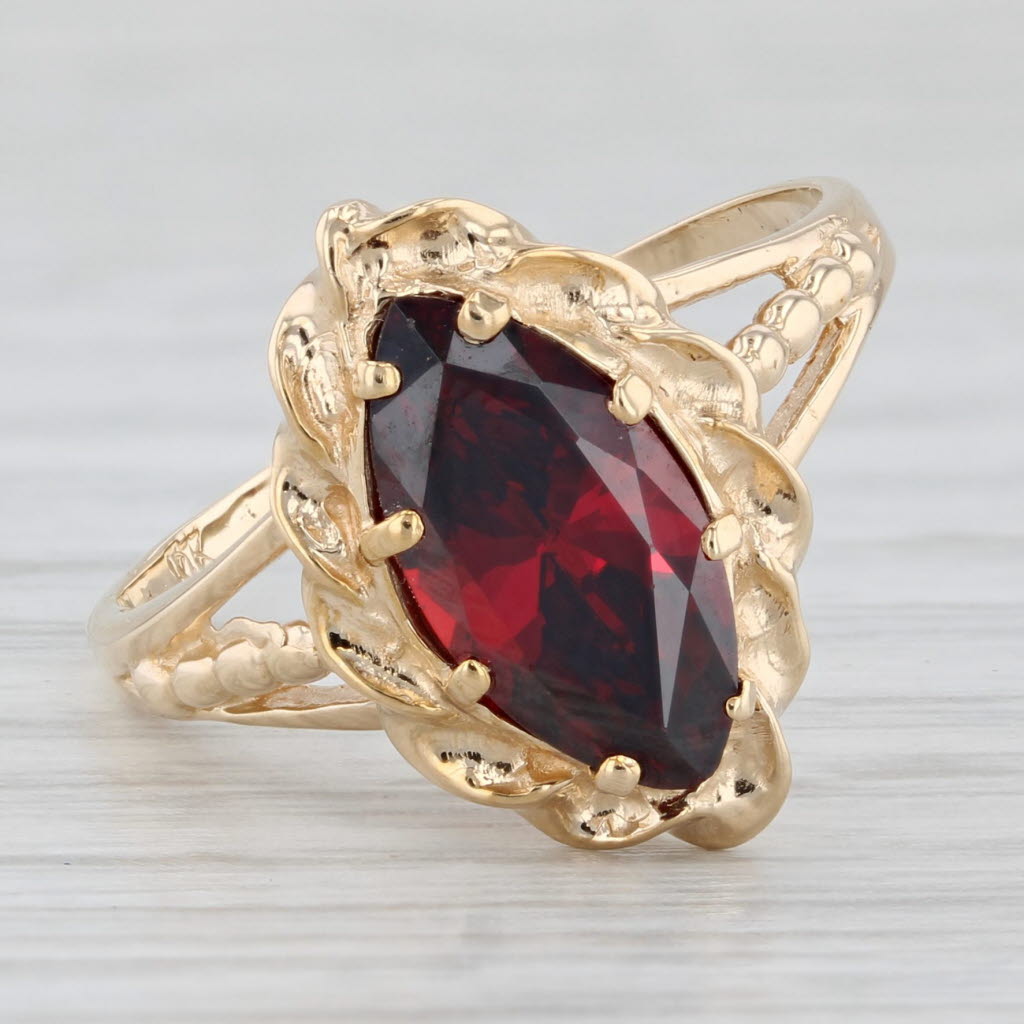 Light Gray 2.80ct Lab Created Garnet Marquise Solitaire Ring 10k Yellow Gold Size 7