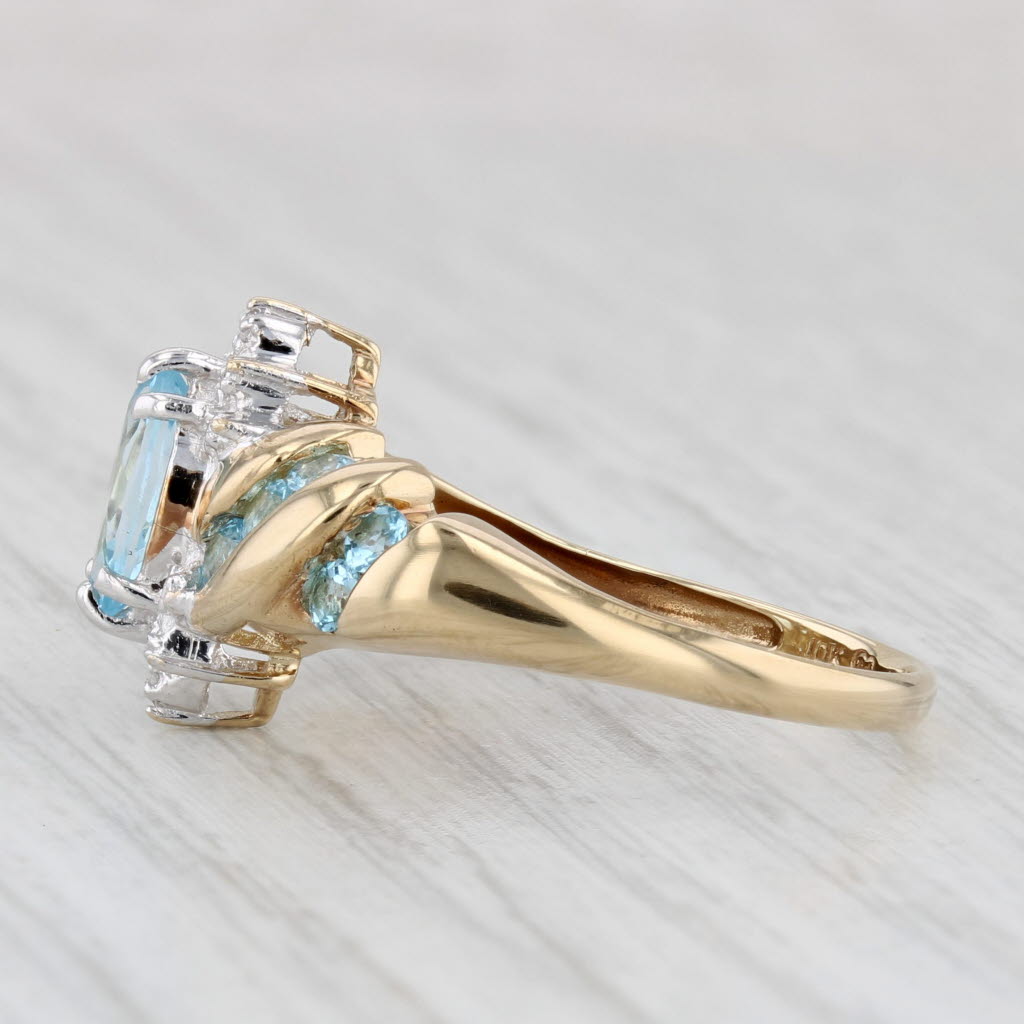 Light Gray 1.26ctw Marquise Blue Topaz Diamond Ring 10k Yellow Gold Size 8.75
