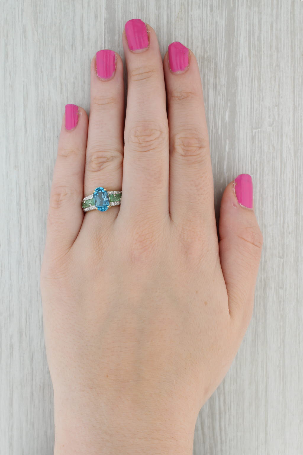 Gray 3.10ctw Oval London Blue Topaz Diamond Ring 14k White Gold Size 9