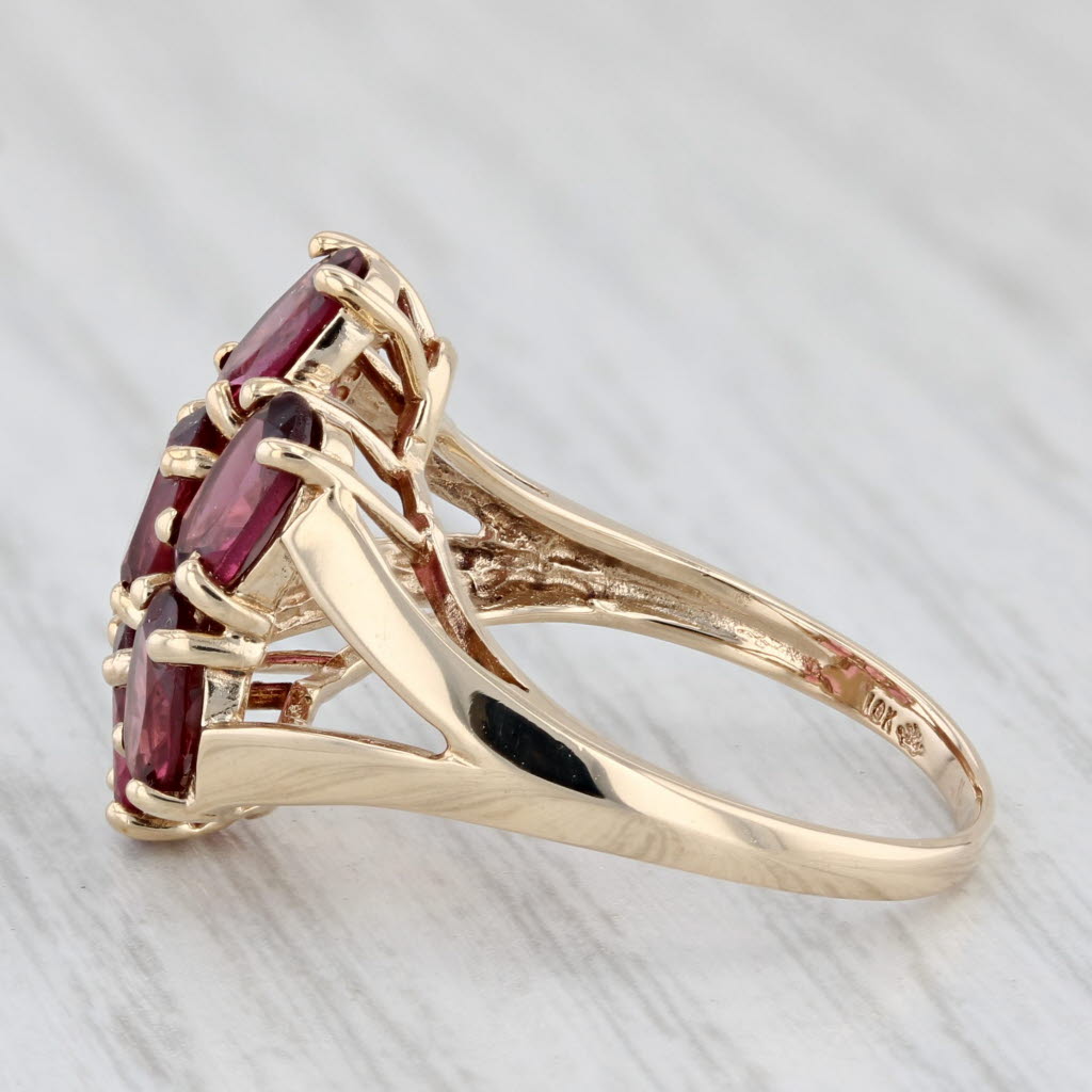 Light Gray 4.30ctw Rhodolite Garnet Cluster Ring 10k Yellow Gold Size 7 Cocktail