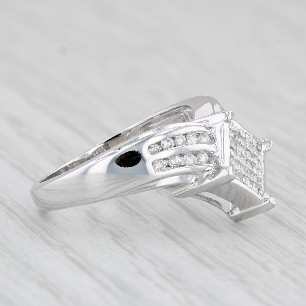 Light Gray 0.59ctw Diamond Ring 14k White Gold Size 7 Contoured V Enhancer