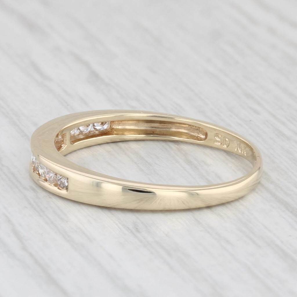 Light Gray 0.22ctw Diamond Wedding Band 14k Yellow Gold Size 8.5 Stackable Anniversary Ring