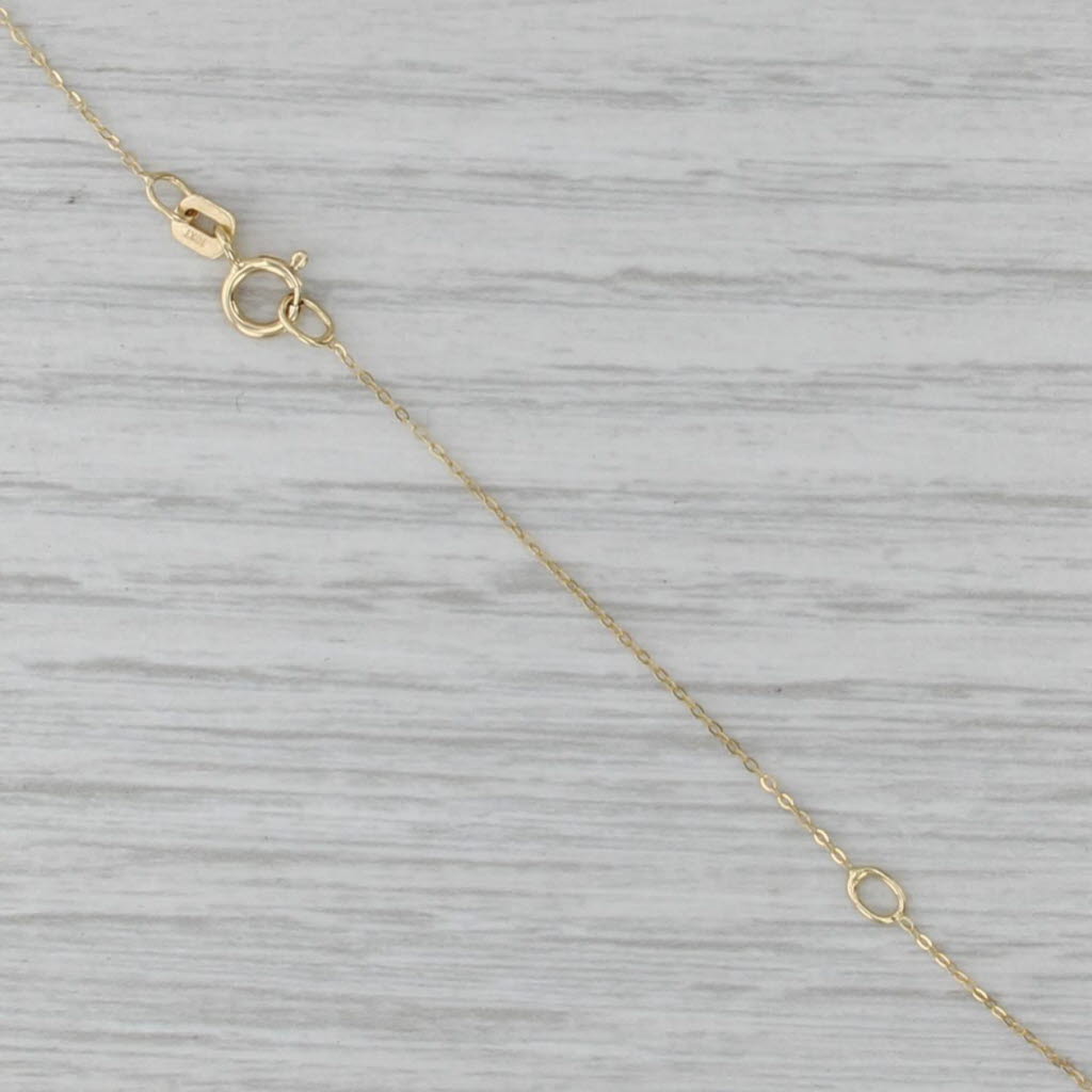 New Lab Created Blue Opal Station Necklace 14k Yellow Gold 14" 16" Cable Chain