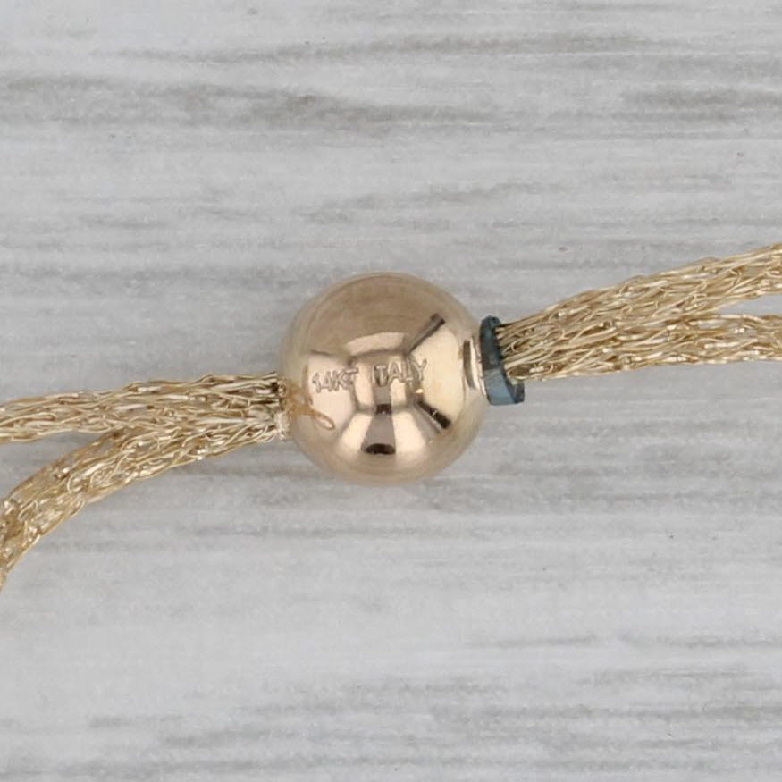 Gray Cubic Zirconia Mesh Chain Bracelet 14k Yellow Gold Bolo Clasp Adjustable