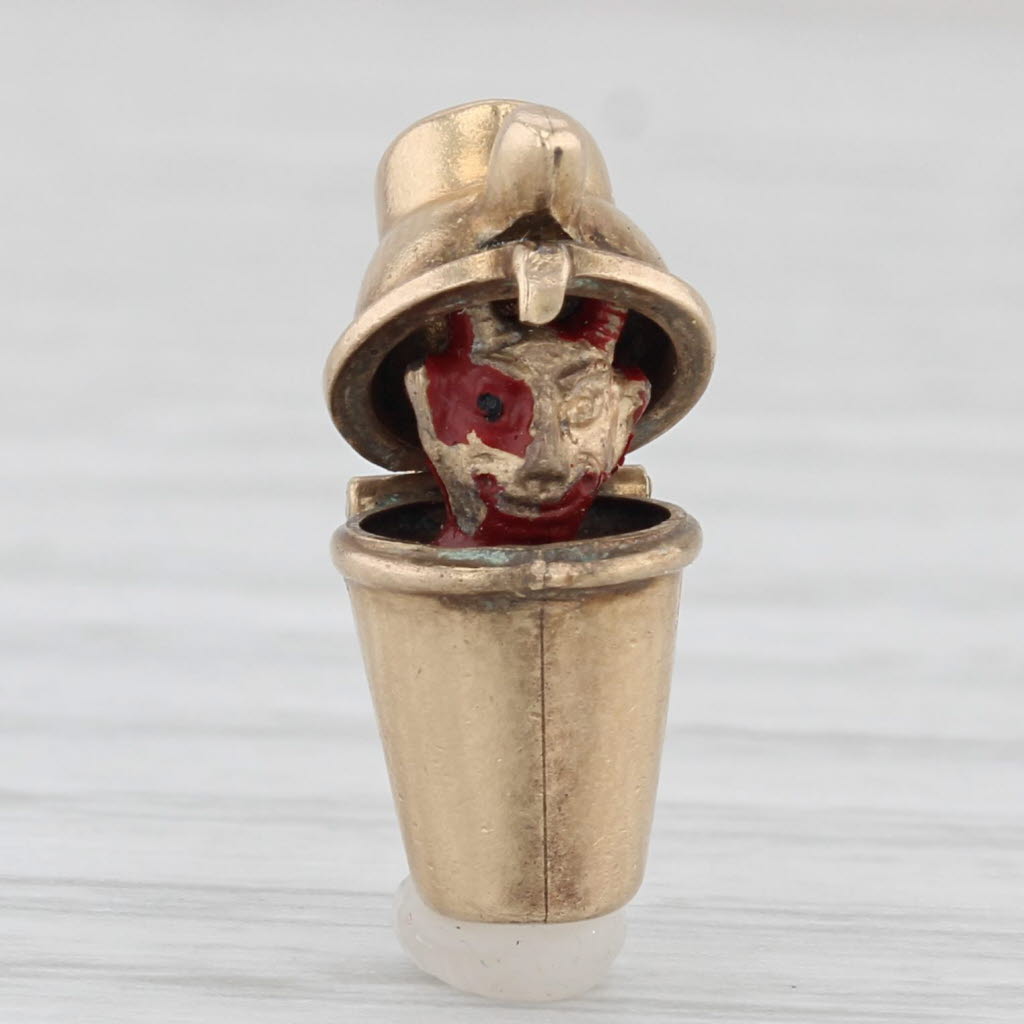 Light Gray Vintage Cocktail Shaker Devil Inside Charm 10k Yellow Gold Small Pendant