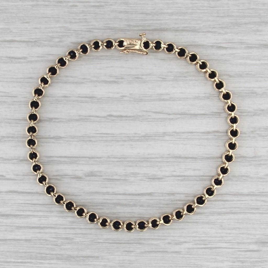 6.50ctw Blue Sapphire Tennis Bracelet 14k Yellow Gold 7.5" 3.7mm