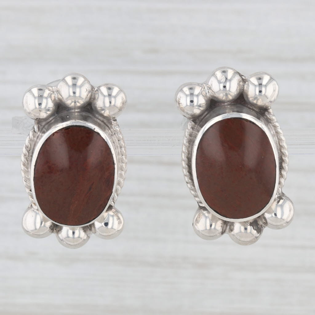 Light Gray Ornamental Stone Earrings Sterling Silver Vintage Mexico Statement Drops