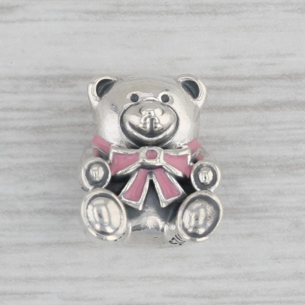 Gray Authentic Pandora Baby Girl Teddy Bear Charm 791124EN24 Pink Enamel Silver