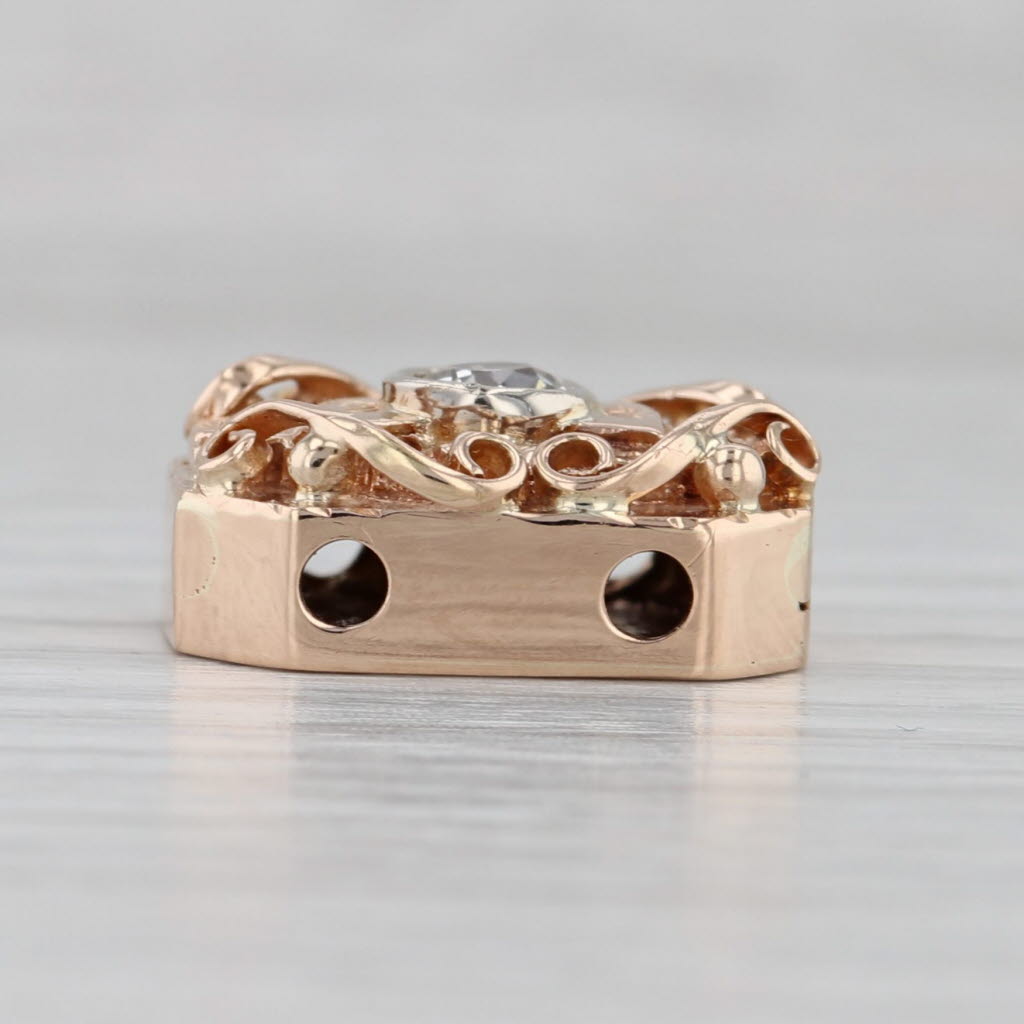 Gray Vintage Ornate 0.30ct Diamond Solitaire Slide Bracelet Charm 14k Yellow Gold