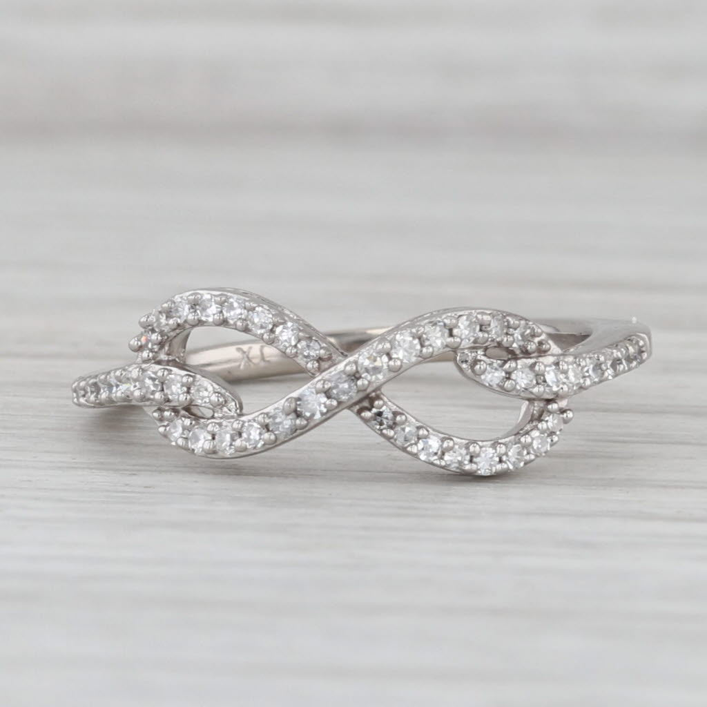 0.20ctw Diamond Infinity Love Knot Ring 10k White Gold Size 5.5 Anniversary