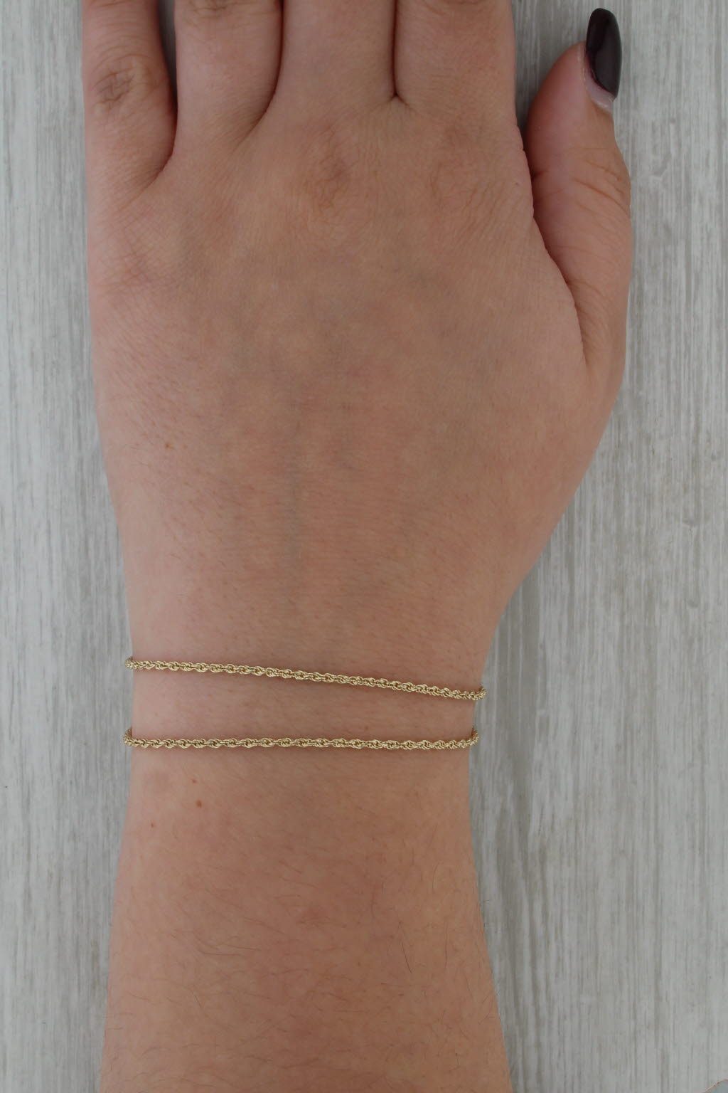 Double Rope Chain Slide Charm Starter Bracelet 14k Yellow Gold 6" 1.5mm