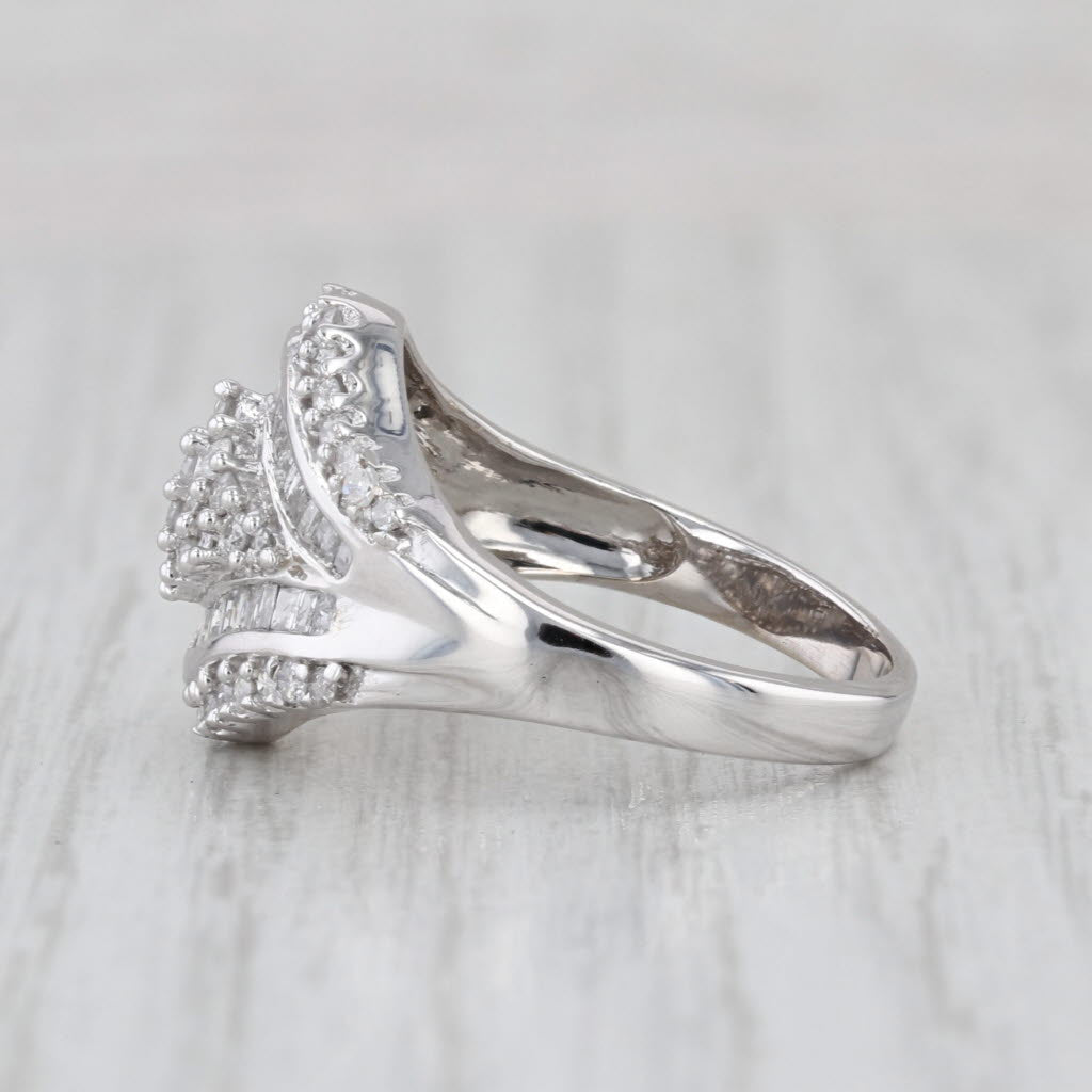 0.75ctw Diamond Custer Ring 10k White Gold Size 7