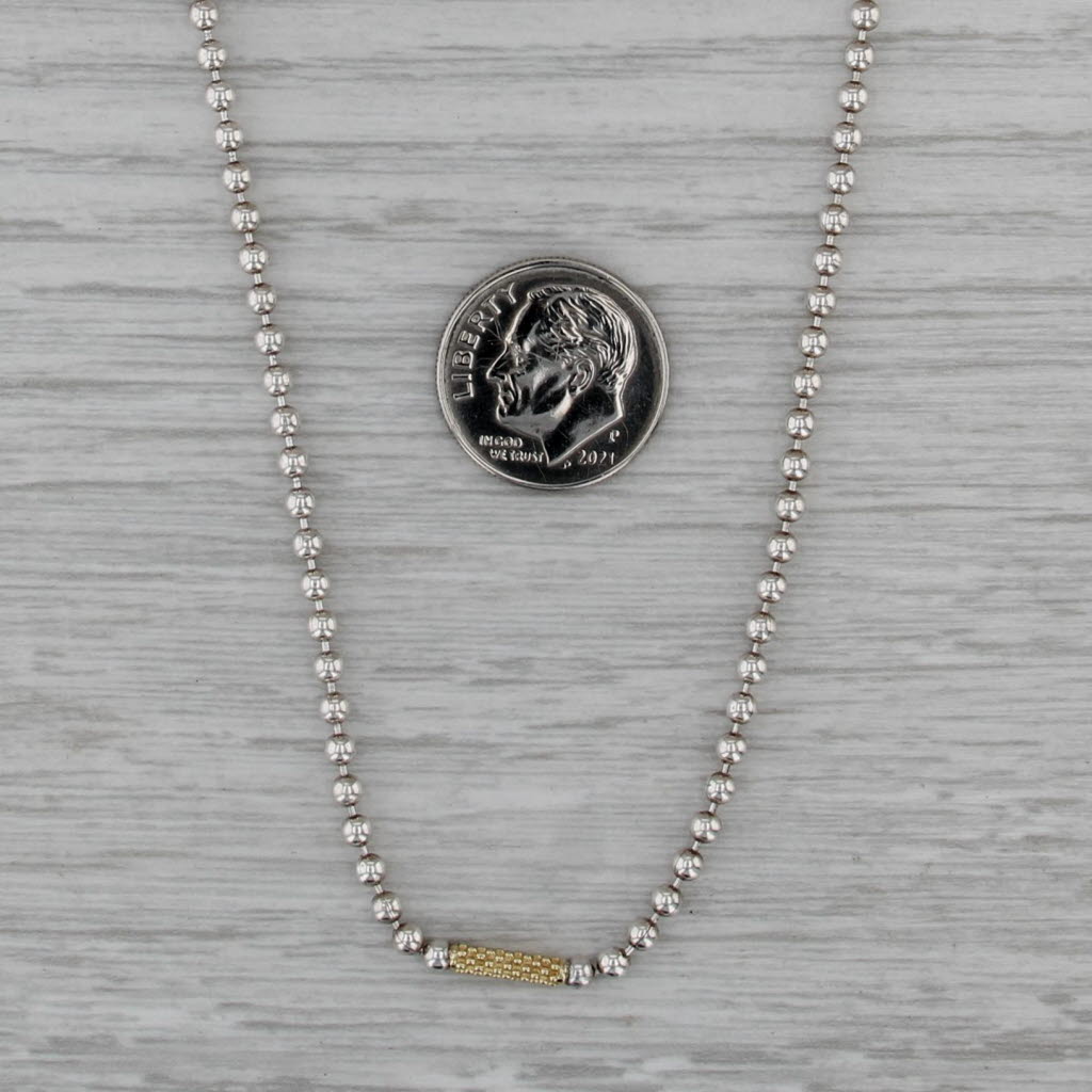Lagos Caviar Station Bead Chain Necklace Sterling Silver 18k Gold 36" Long