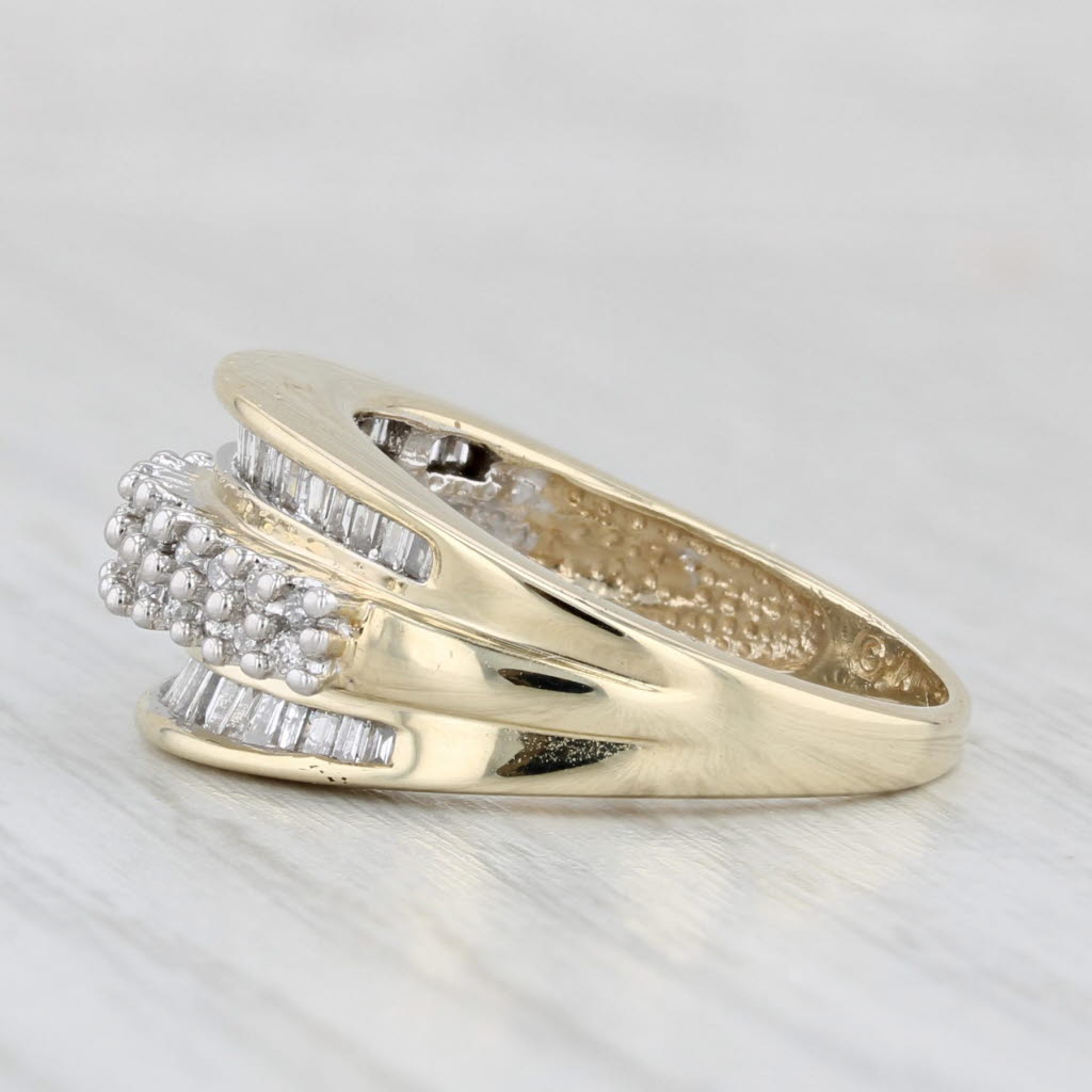 Light Gray 0.64ctw Diamond Cluster Ring 10k Yellow Gold Size 5.5 Anniversary Band