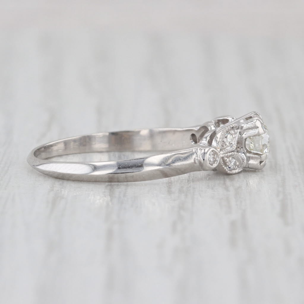 Antique Old European Diamond Engagement Ring 900 Platinum Size 8.5