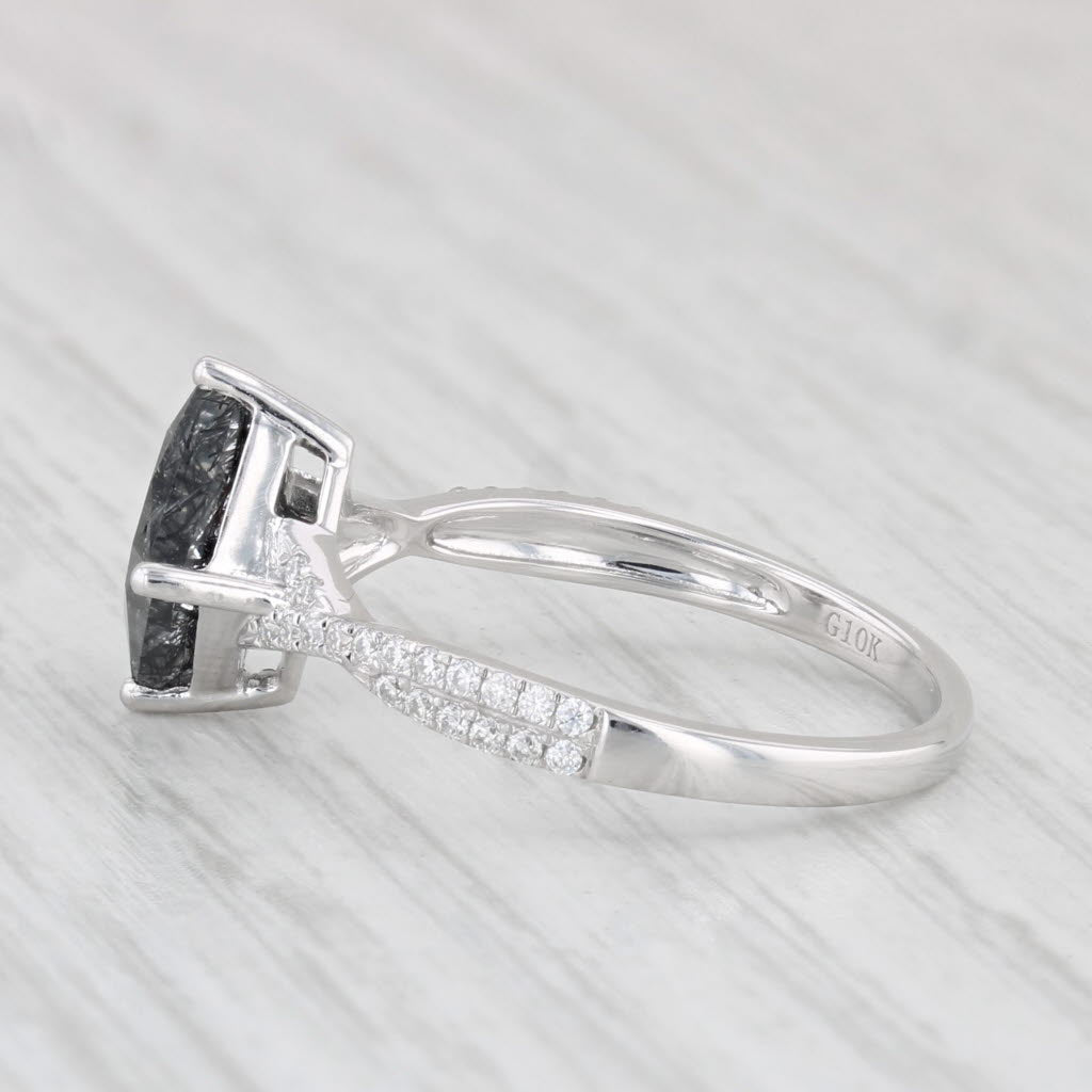 Light Gray 1.80ctw Rutilated Tourmaline Cubic Zirconia Ring 10k White Gold Size 7.25