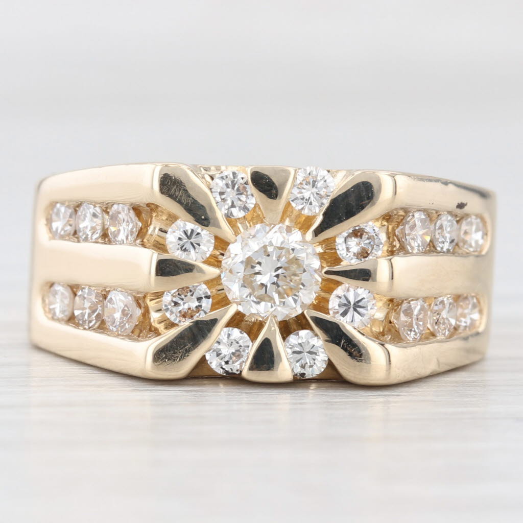 Light Gray 1.12ctw Diamond Men's Ring 14k Yellow Gold Size 8.25
