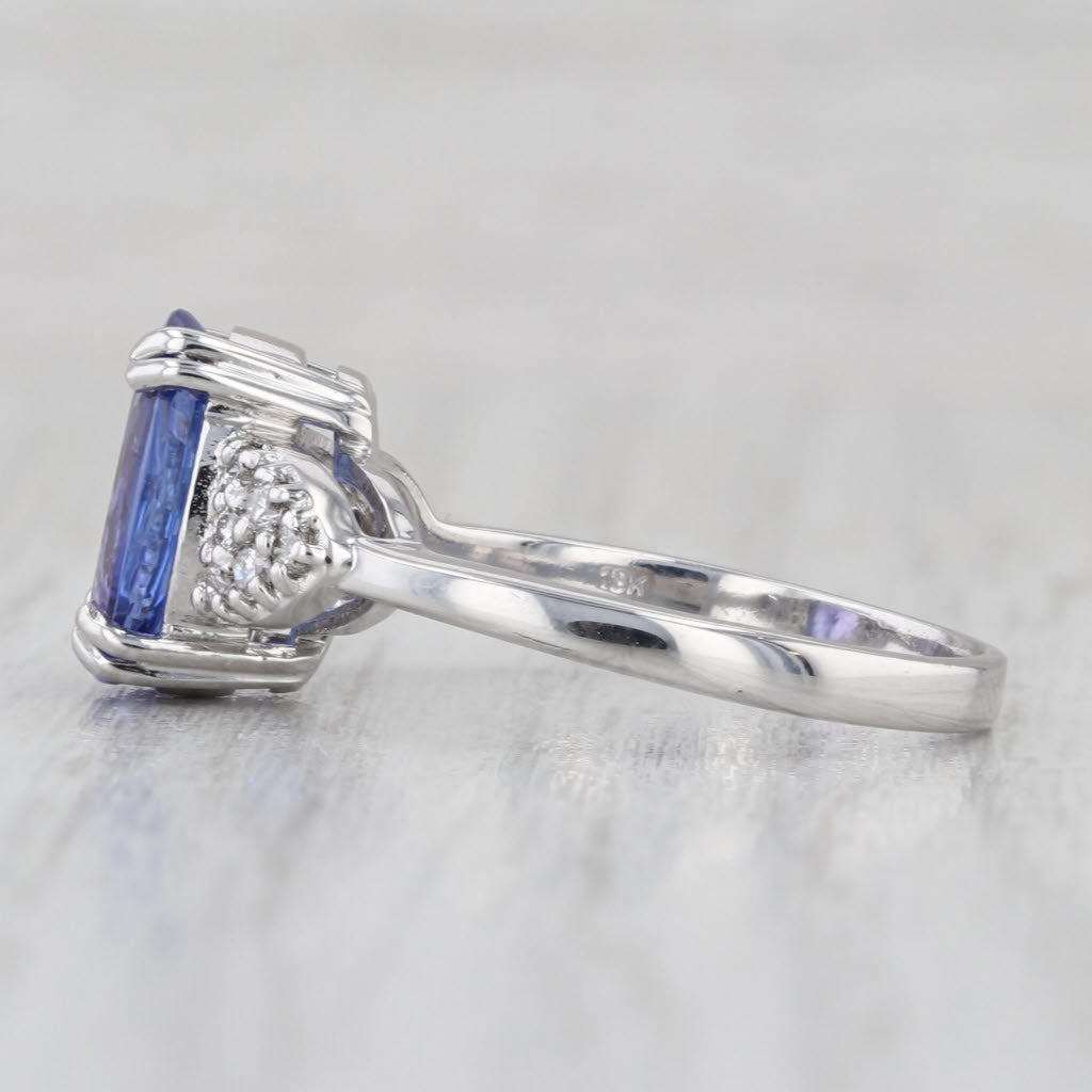 3.64ctw Oval Tanzanite Diamond Ring 18k White Gold Size 8
