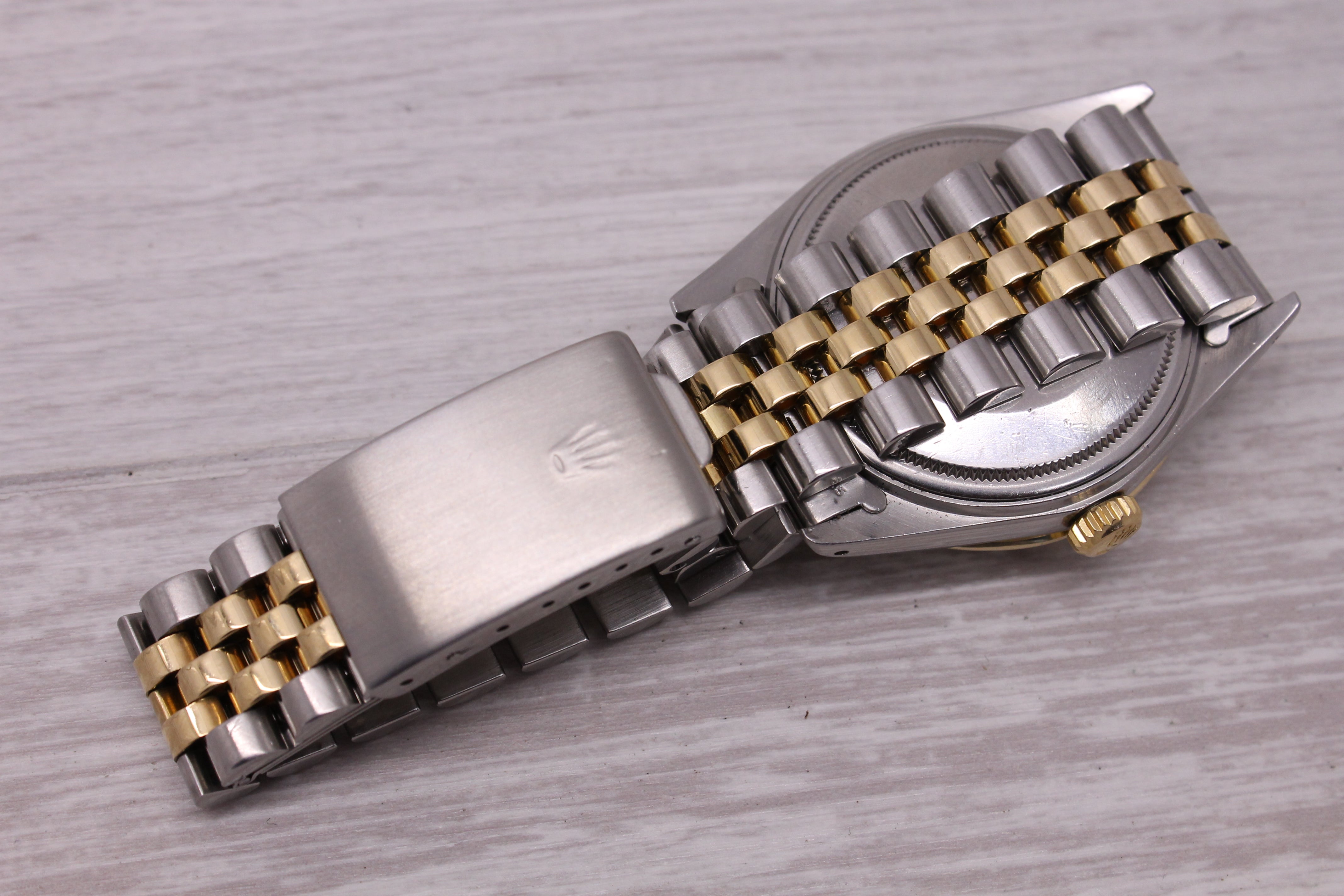 Vintage 1984 Rolex Datejust 16013 Mens Steel 18k Watch Diamond Bezel & MOP Dial