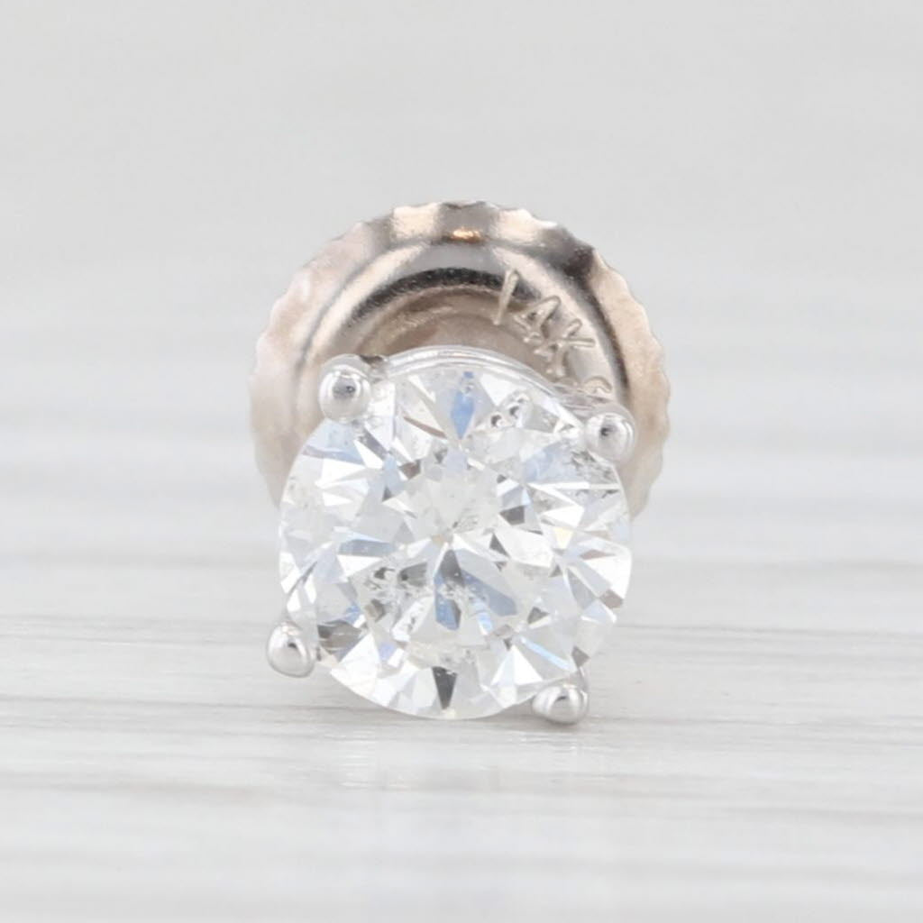 Light Gray 0.55ctw Diamond Round Brilliant Solitaire Single Stud Earring 14k White Gold