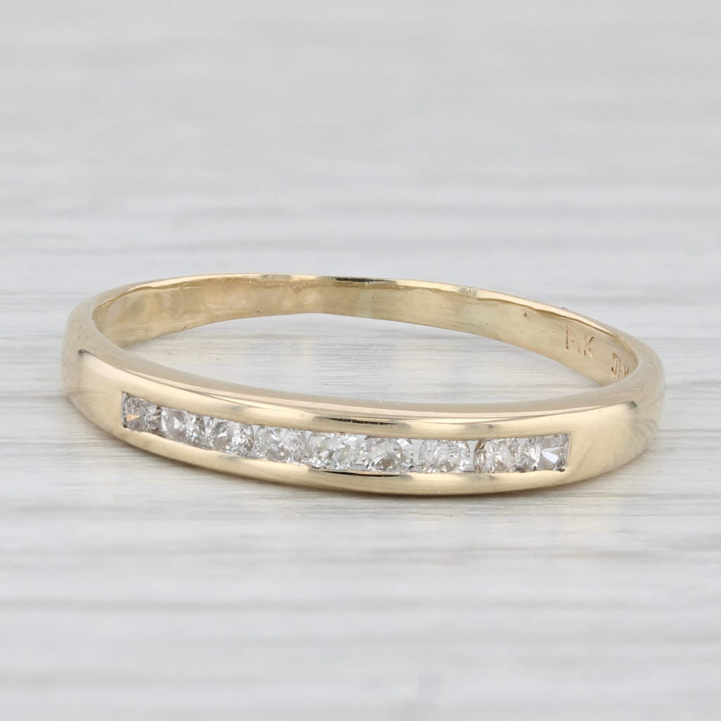 Light Gray 0.13ctw Diamond Wedding Band 14k Yellow Gold Size 8.25 Stackable Ring