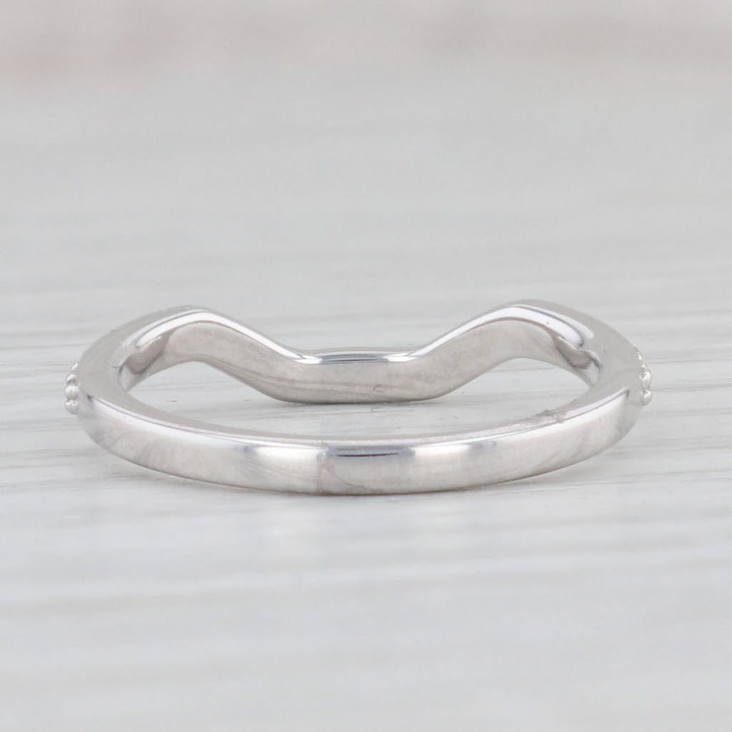 Light Gray 0.18ctw Diamond Wedding Band 14k White Gold Contoured Enhancer Ring Size 7