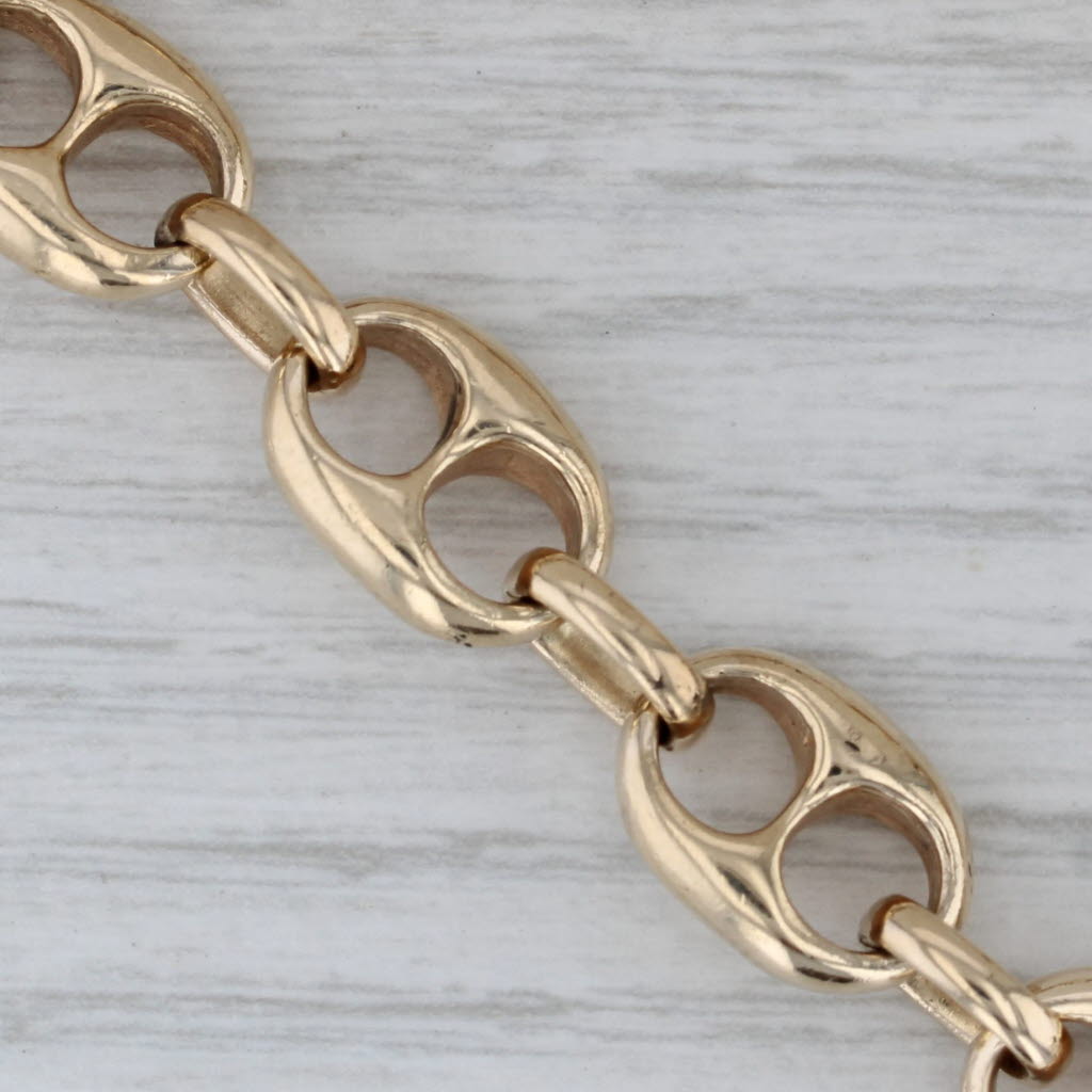 Gray Vintage Mariner Anchor Chain Bracelet 14k Yellow Gold 8" 10mm Toggle Clasp