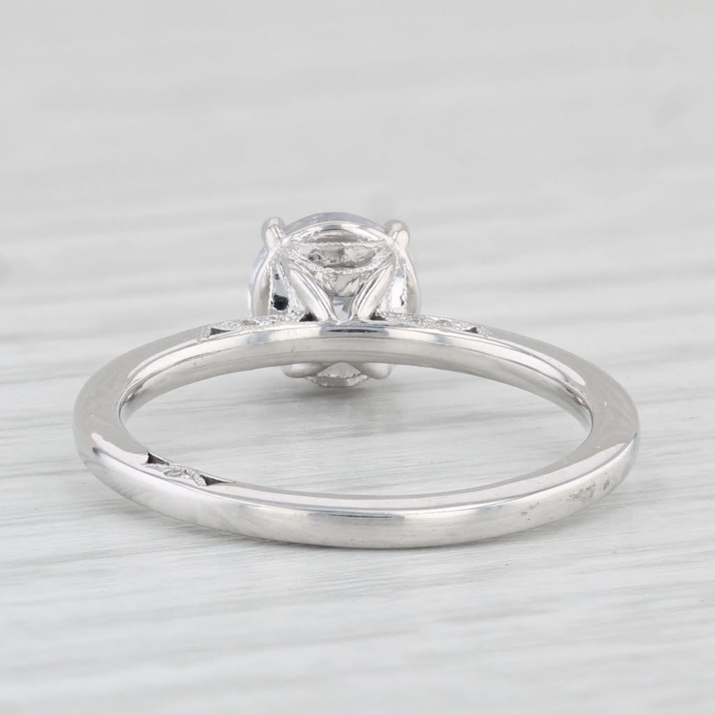 Light Gray New Round Solitaire Tacori Semi Mount Engagement Ring 18k White Gold Certificate