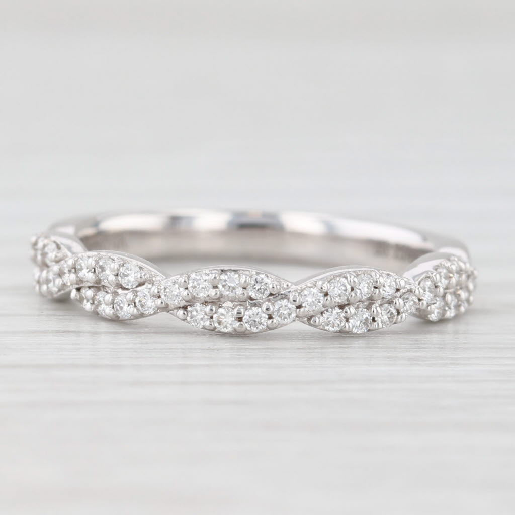 Light Gray New 0.23ctw Diamond Woven Ring 14k White Gold Wedding Band Stackable Size 5.75-6