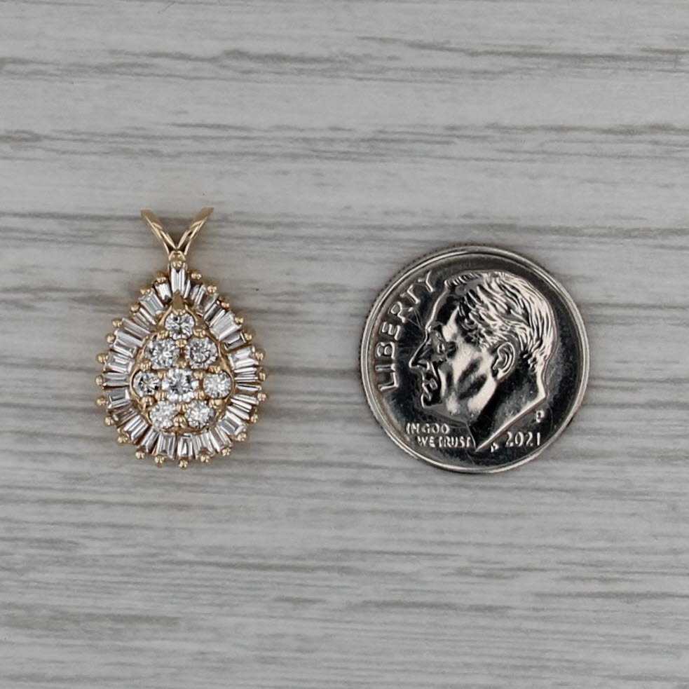 1.14ctw Diamond Halo Teardrop Pendant 14k Yellow Gold