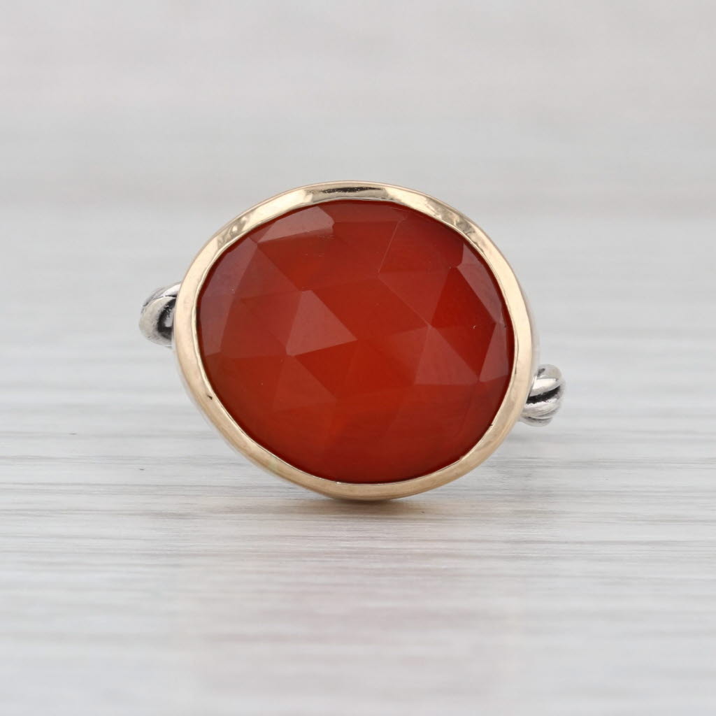 Jes Maharry Always Grateful Orange Carnelian Ring Sterling Silver 14k Gold